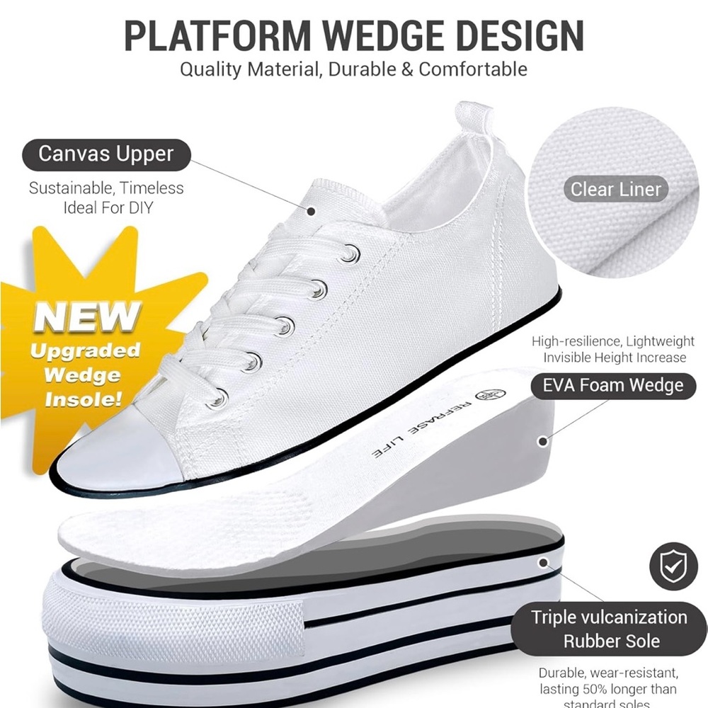 Sneakers White Platform Refrese Size 8 - Picture 2 of 8